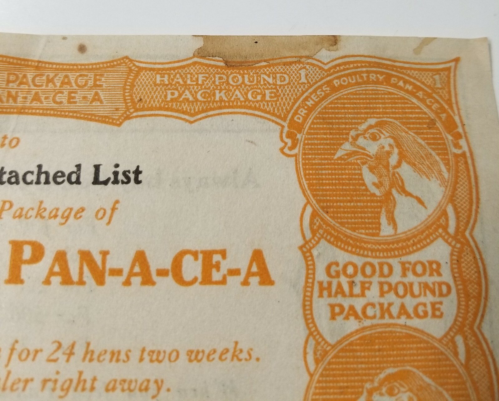 Dr Hess Clark Pan-A-Ce-A Ashland OH Coupon Advert Hen Poultry Farm Homestead E2G