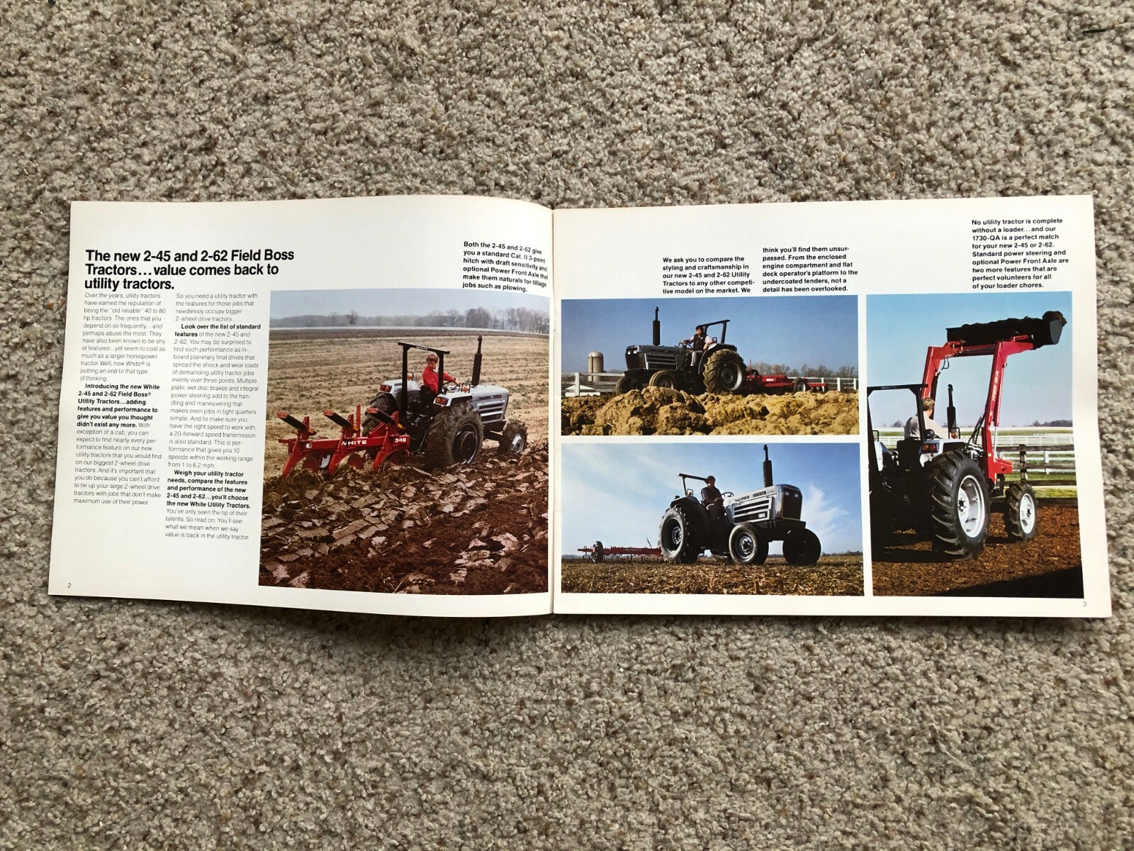 1980 White 2-45 and 2-62 tractors original sales literature.