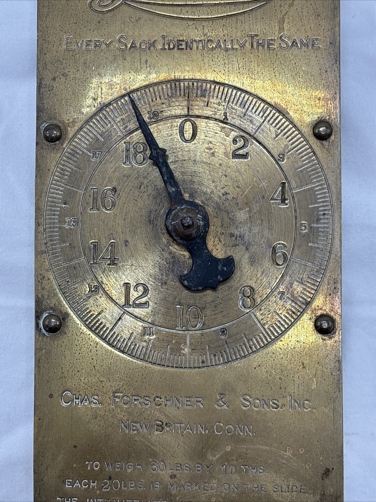 Vintage Larro Farm Sure Milk Brass Hanging Scale Dairy Farm Advertising.