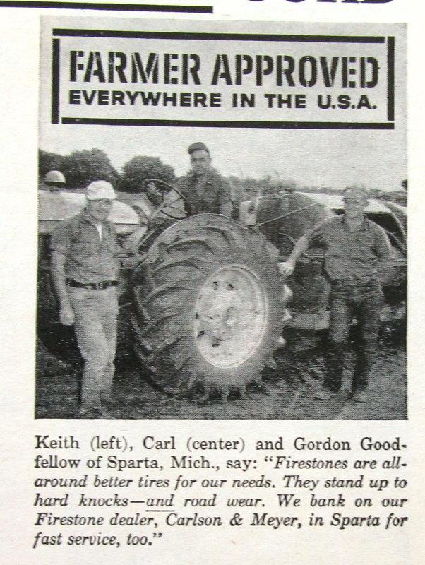 Original 1961 Firestone Ad Photo Endorsed by Goodfellow Family of Sparta MI