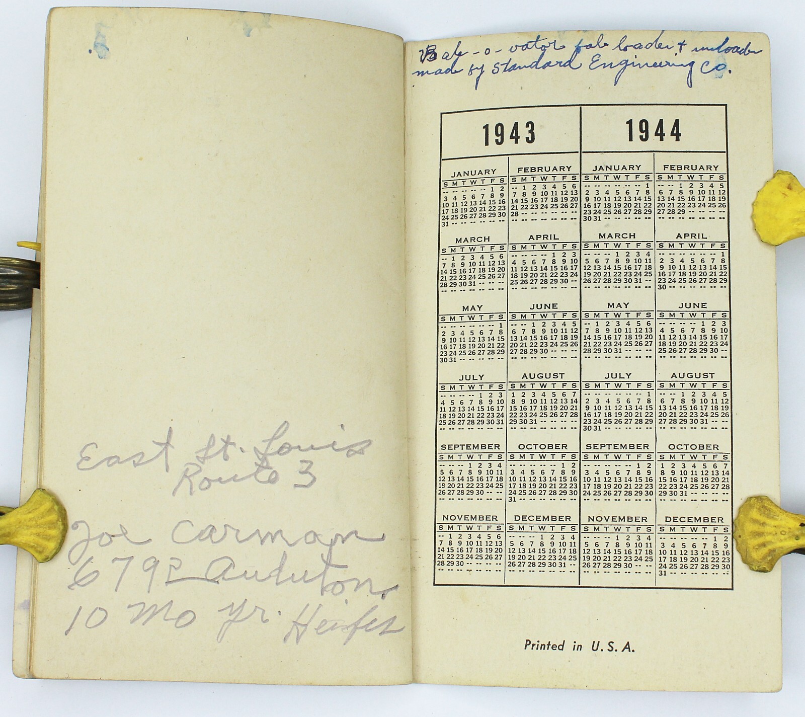 Vintage 1943 FUNK&rsquo;S HYBRID Columbiana&rsquo;s Corn Data Notebook