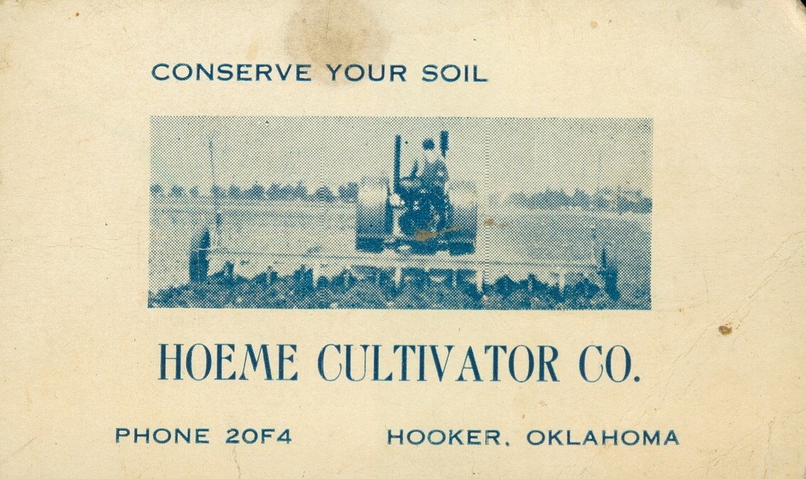 c1935 Hoeme Cultivator Company Hooker, OK Photo Business Card Ad Conserve Soil