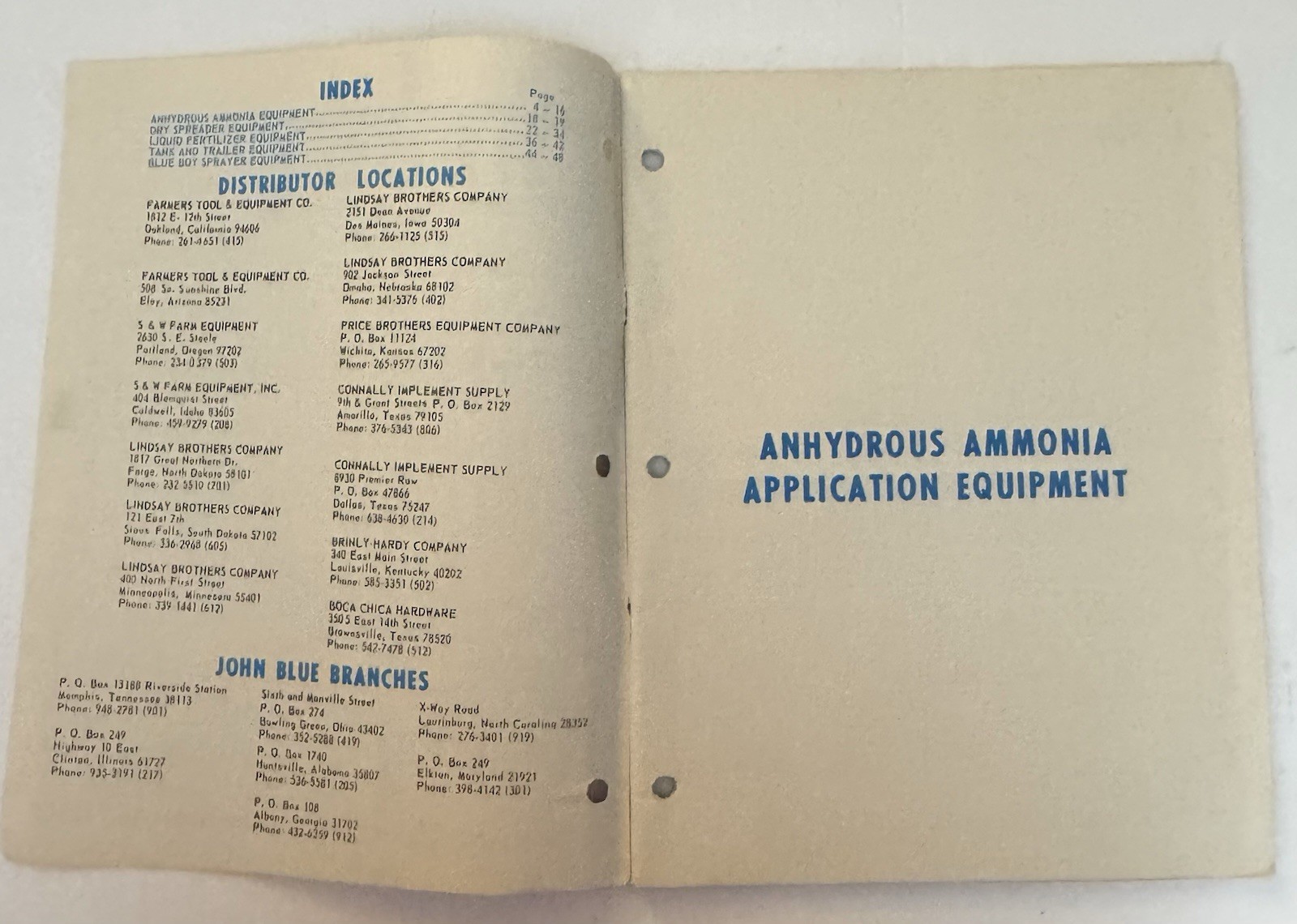 Vintage 1971 BLUE John Blue Company Machine Catalog 1970 1971 Prices Farming