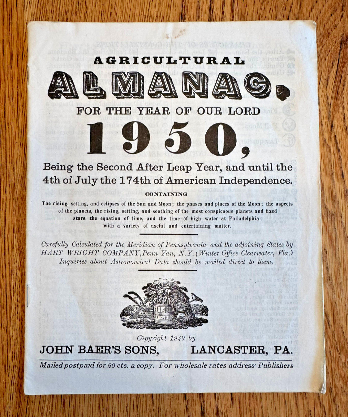 Lot of 19 John Baer&rsquo;s Sons Agricultural Almanacs, Lancaster PA 1949-1976 Plus+