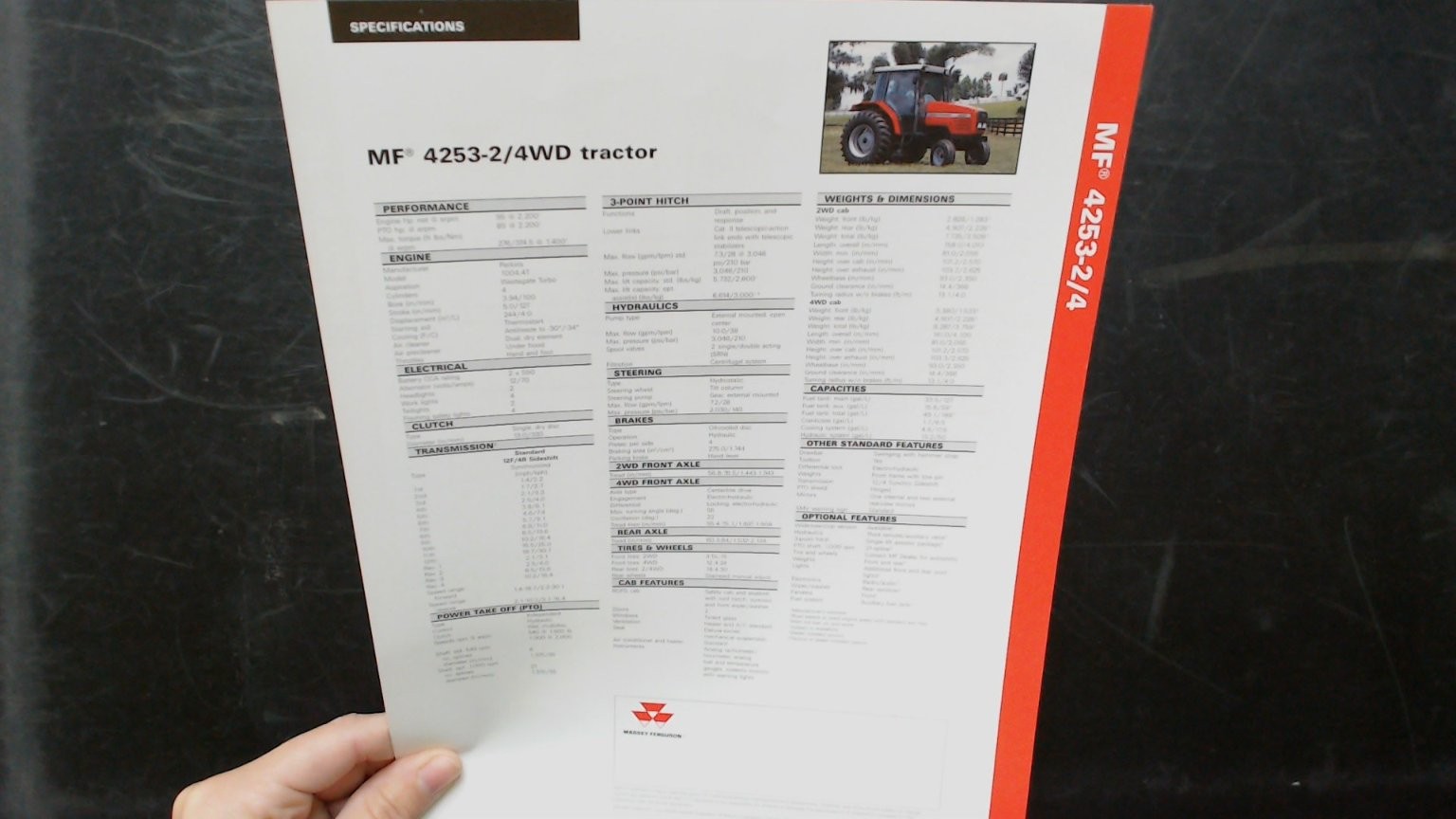 Massey Ferguson MF 4253-2/4WD Tractor Vintage Brochure Red White