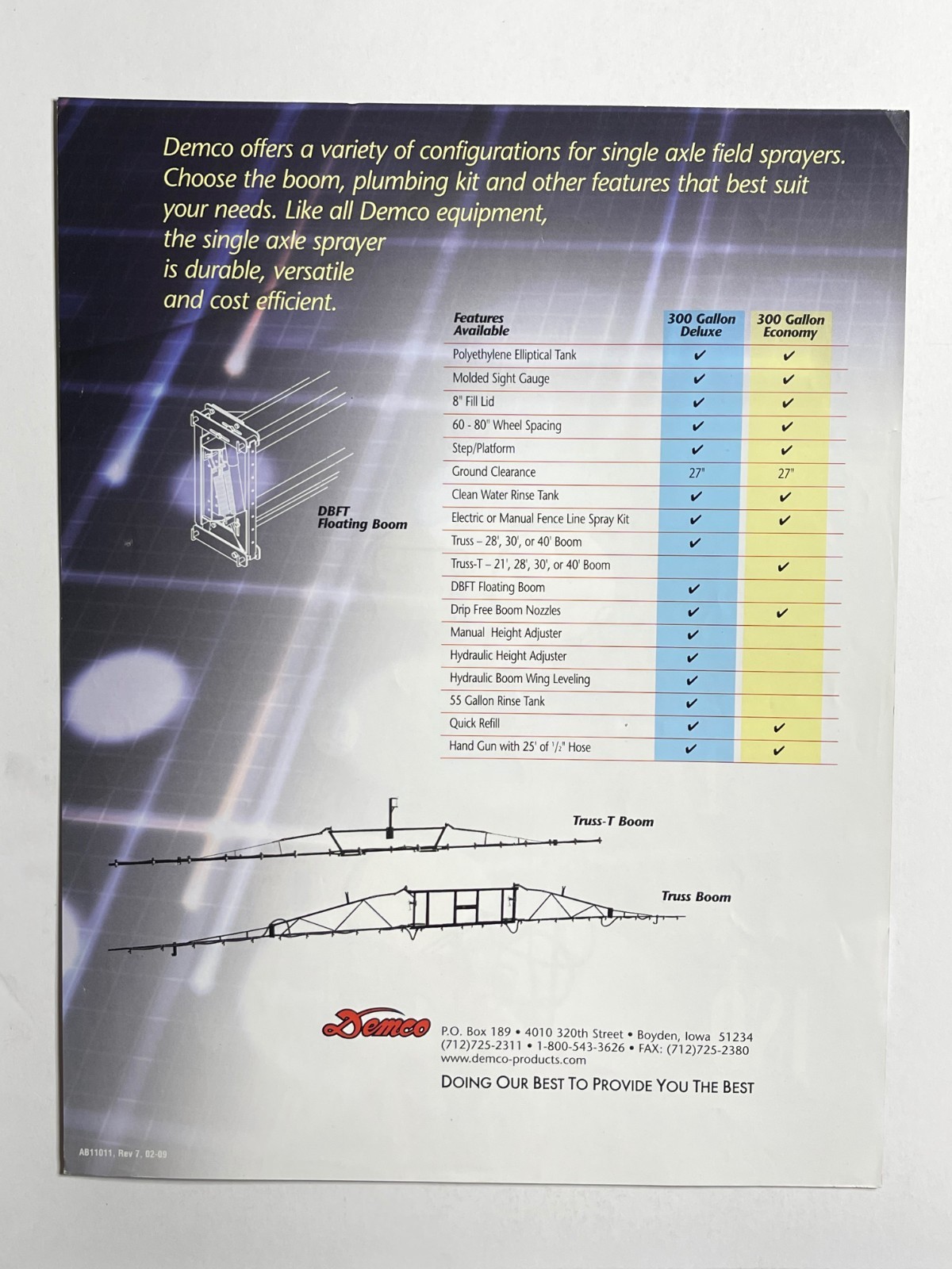 Demco Single Axle Sprayers – Sales Brochure *Showroom Sales Booklet* (2009)