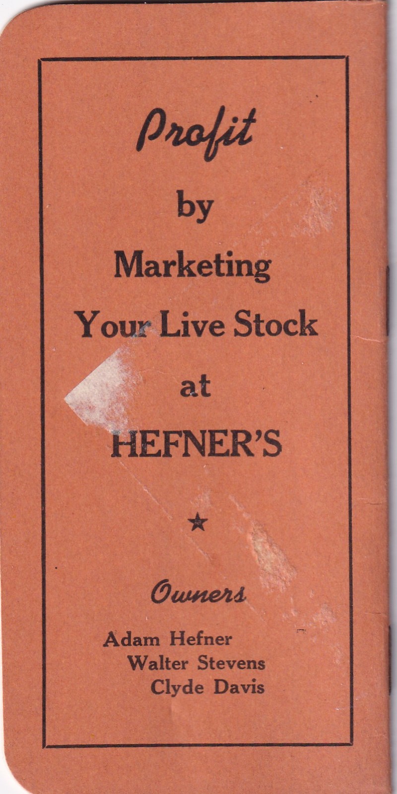 Hefner Commission Co. Live Stock Sellers Chicago 1945 Booklet Unused