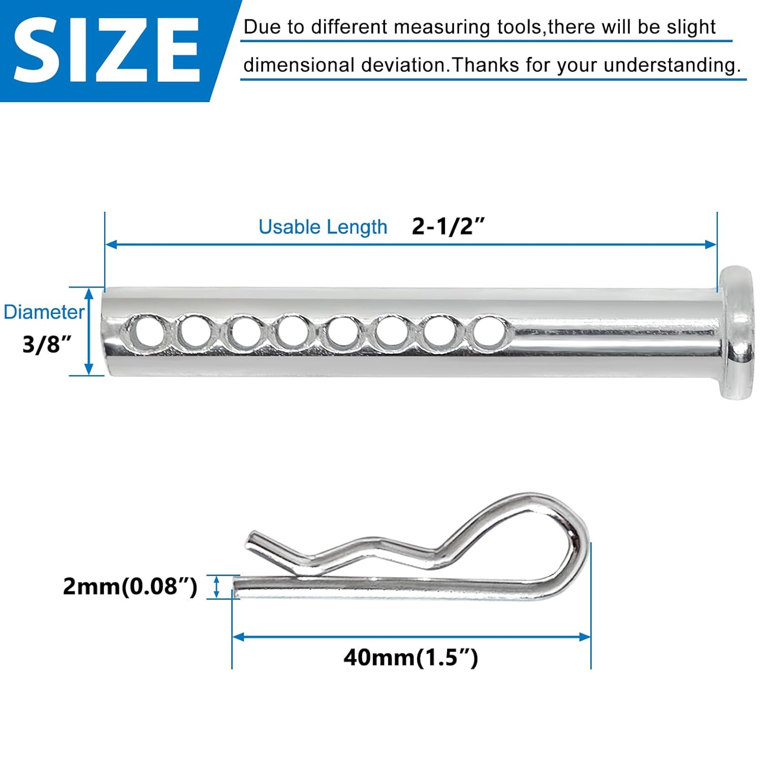 202PCS Hitch Pins Clip Pins, Linch and PTO Pins with 3/8 Clevis Pins, for Traile