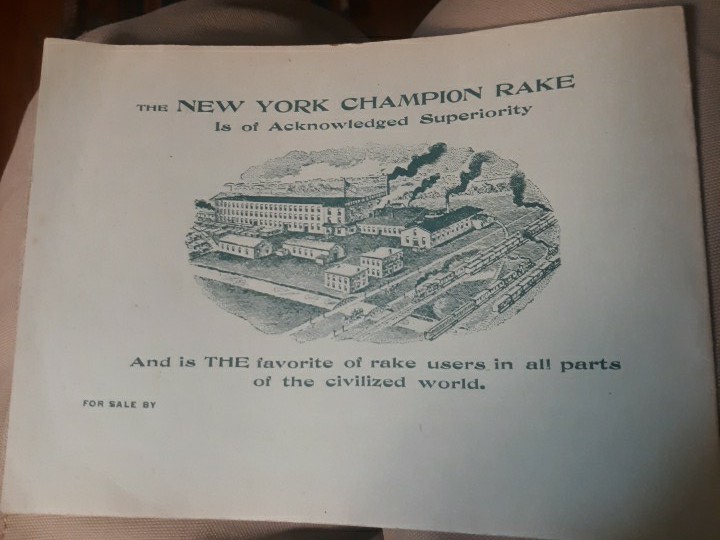 Canastota N.Y Patten & Stafford Wheel Rakes Haying tools 1900 ad brochure