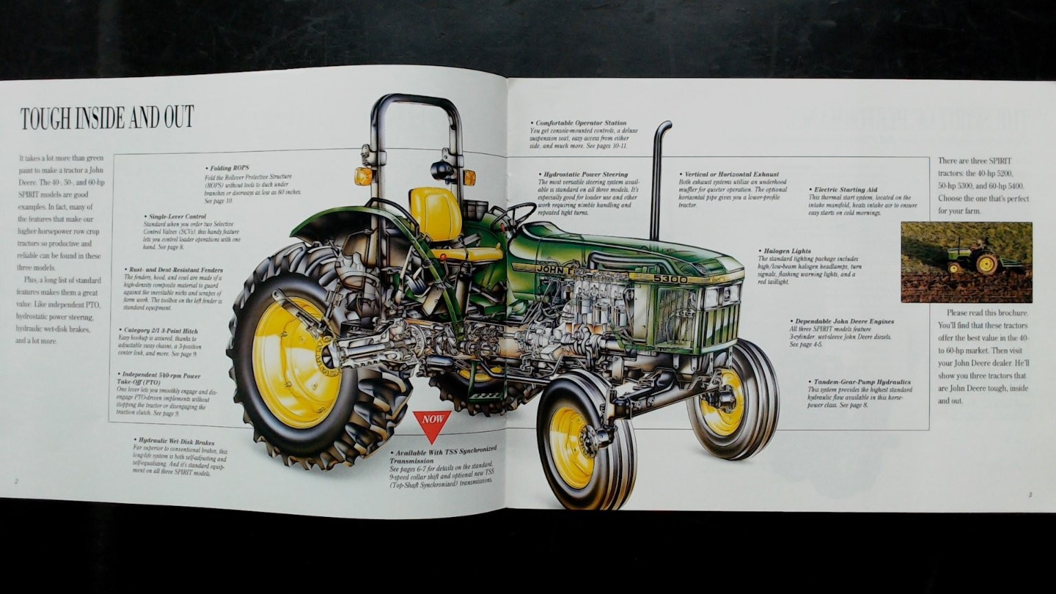 John Deere 40-60 HP 5000 Series Spirit Tractors Vintage Brochure 1993