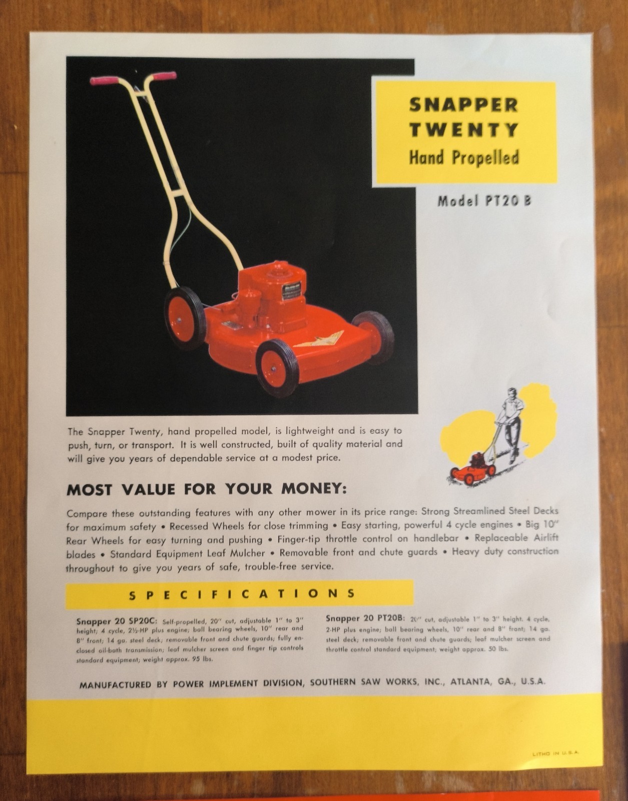 McDonough Power Lawn Mower East Point Ga. SNAPPER LINE 5pc FLYER & BROCHURE SET