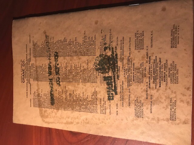 Vintage 1930 Crane Pipe Fittings Catalog and Pricing – 20 pages