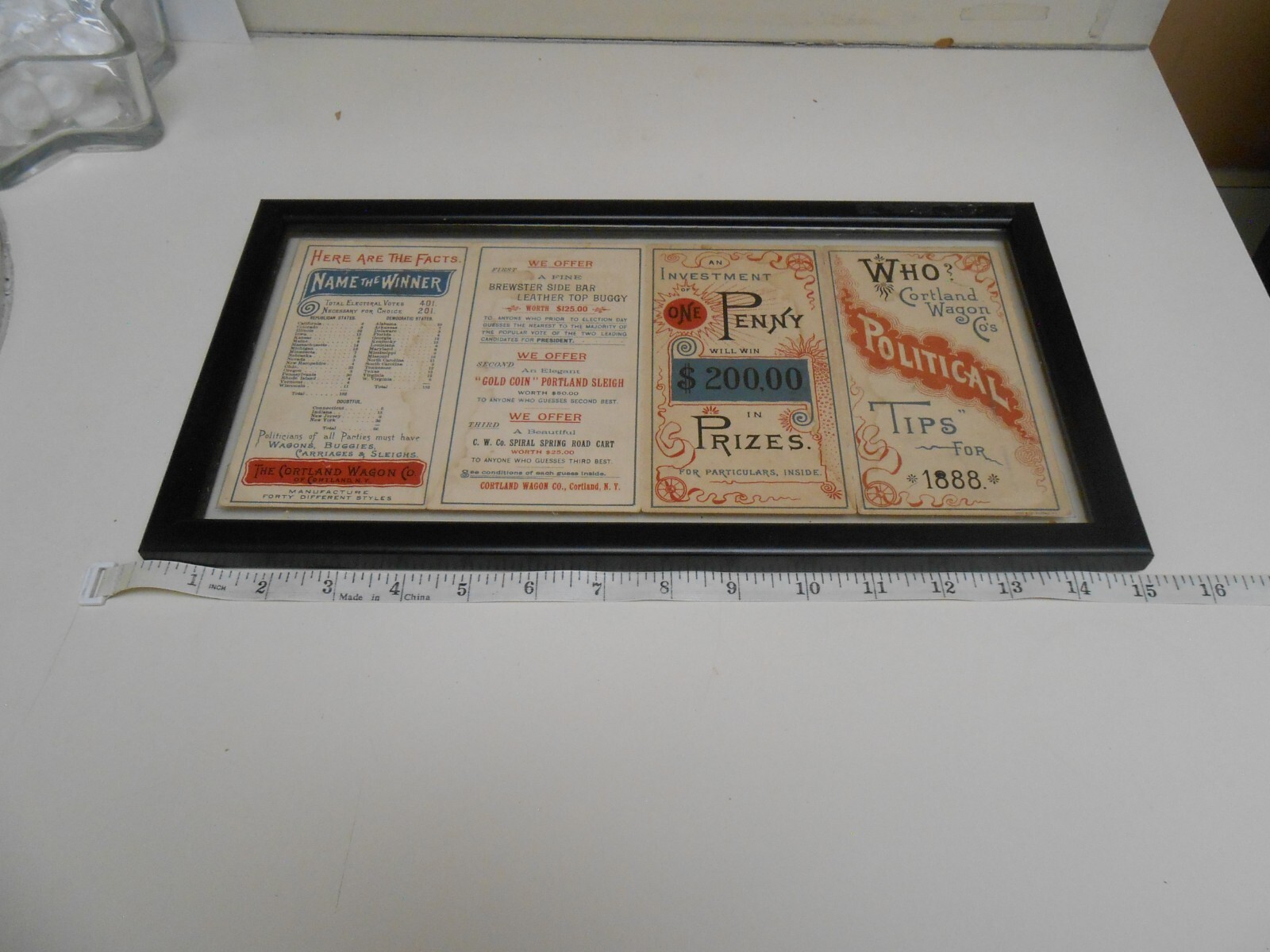 Rare 1888 Cortland Wagon Co., Presidental Vote Advertisements/Consent