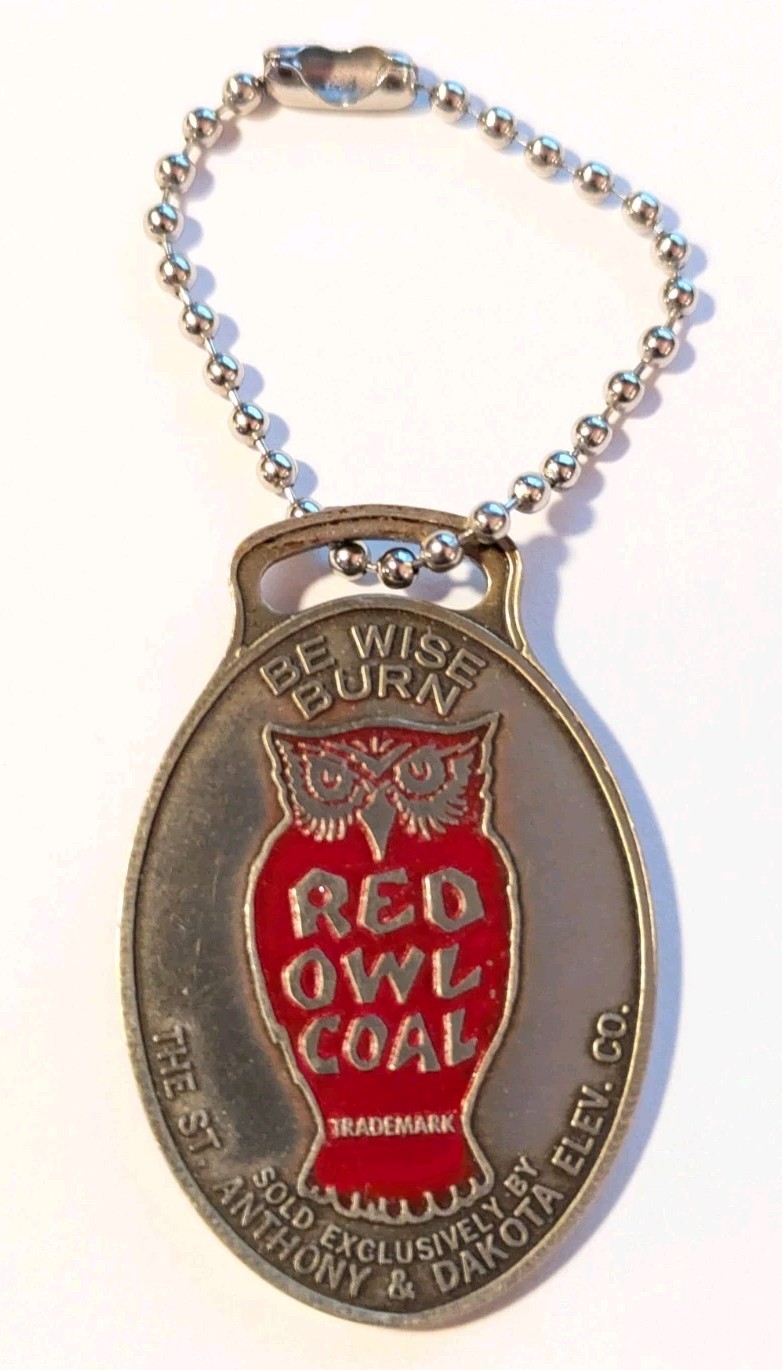VTG 1972 RED OWL COAL St Anthony Dakota Elevator Farm Grain Ad KEYCHAIN FOB