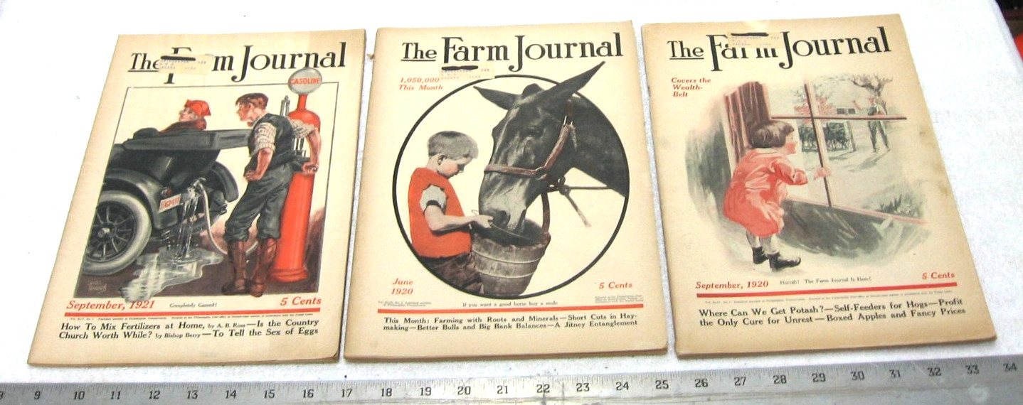 3 VINTAGE 1920 1921 FARM JOURNAL COLLECTOR FARM MAGAZINE SUPER PHOTOS