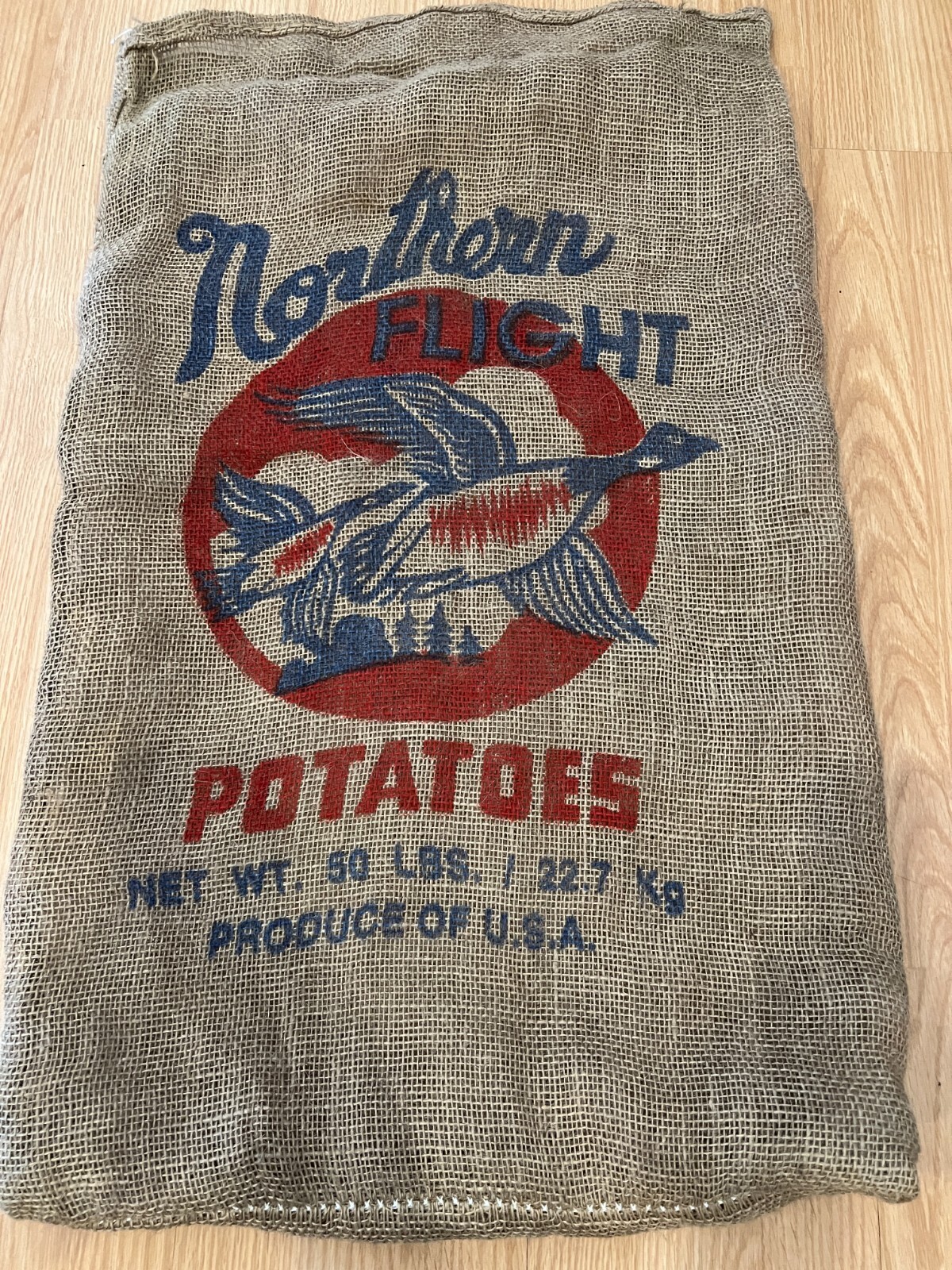 Vintage Northern Flight 50lb Potato Burlap Sack