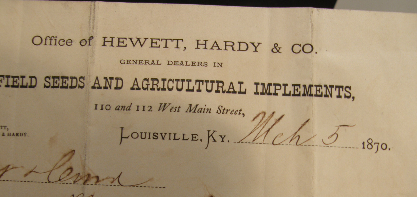 ANTIQUE LETTERHEAD HEWETT HARDY CO SEEDS & AGRICULTURAL IMPLEMENTS LOUISVILLE KY