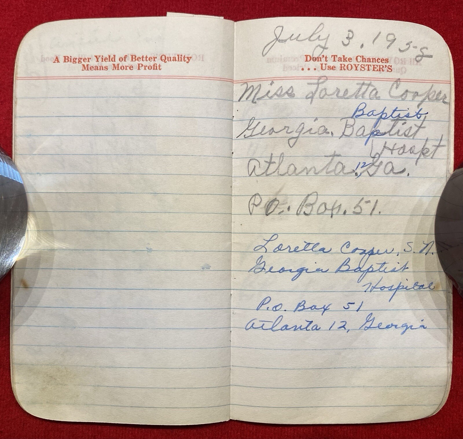 1957 *F. S. ROYSTER GUANO COMPANY* NORFOLK, VIRGINIA CALENDAR NOTE PAD+ENTRIES!
