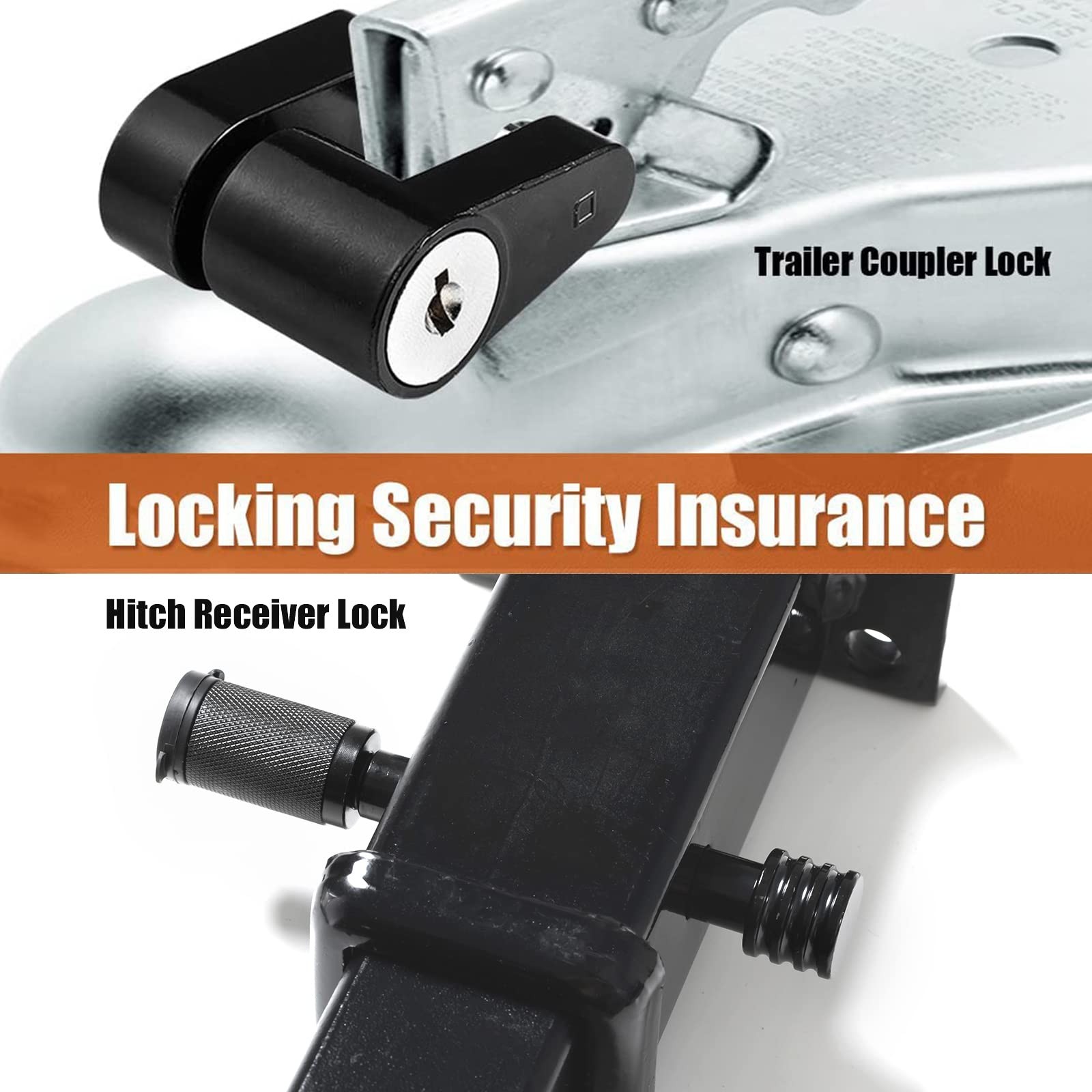 CZC AUTO Hitch Lock Set, Dia 5/8 Inch Trailer Receiver Black
