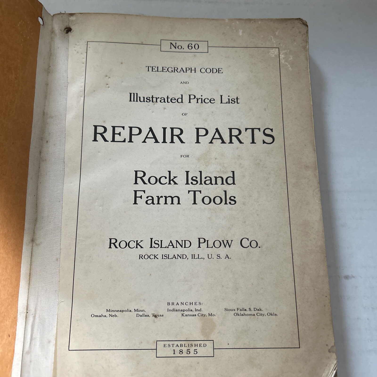 Vintage 1920 Rock Island Plow Repair Catalog No. 60 June 1920