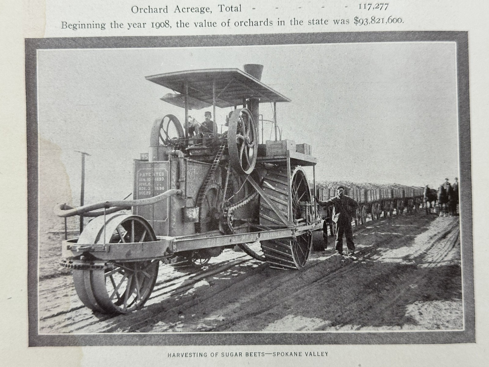1908 SPOKANE COUNTRY Farming APPLE ORCHARD Fruit HOLT STEAM ENGINE Chamber MAP