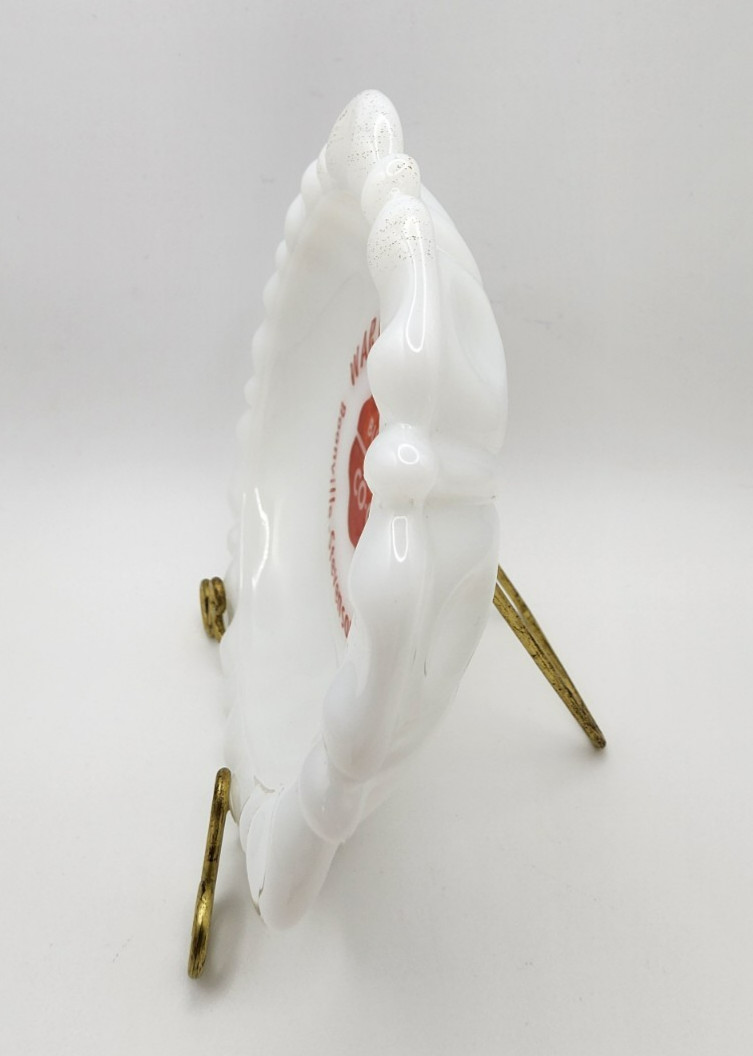 Vintage Anchor Hocking Milk Glass Ashtray Warrick County Farm Bureau Co-Op