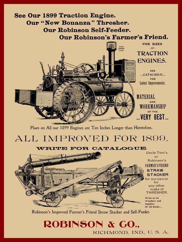 1899 Robinson Traction Engine & Bonanza Threshing Machine NEW METAL SIGN: 12×16&Prime;