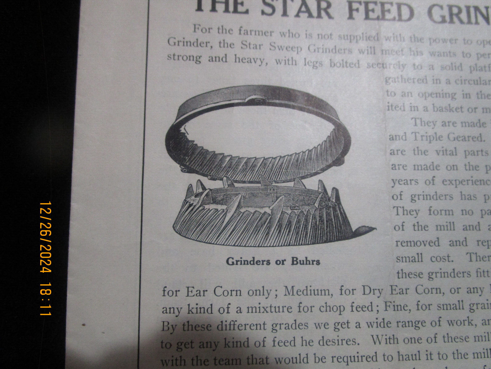 NEW LEXINGTON OHIO, The Star Manufacturing Co. Advertising Feed Grinders c1910