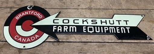 Cockshutt Farm Equipment Sign Porcelain Metal Advertising, Brantford Canada A