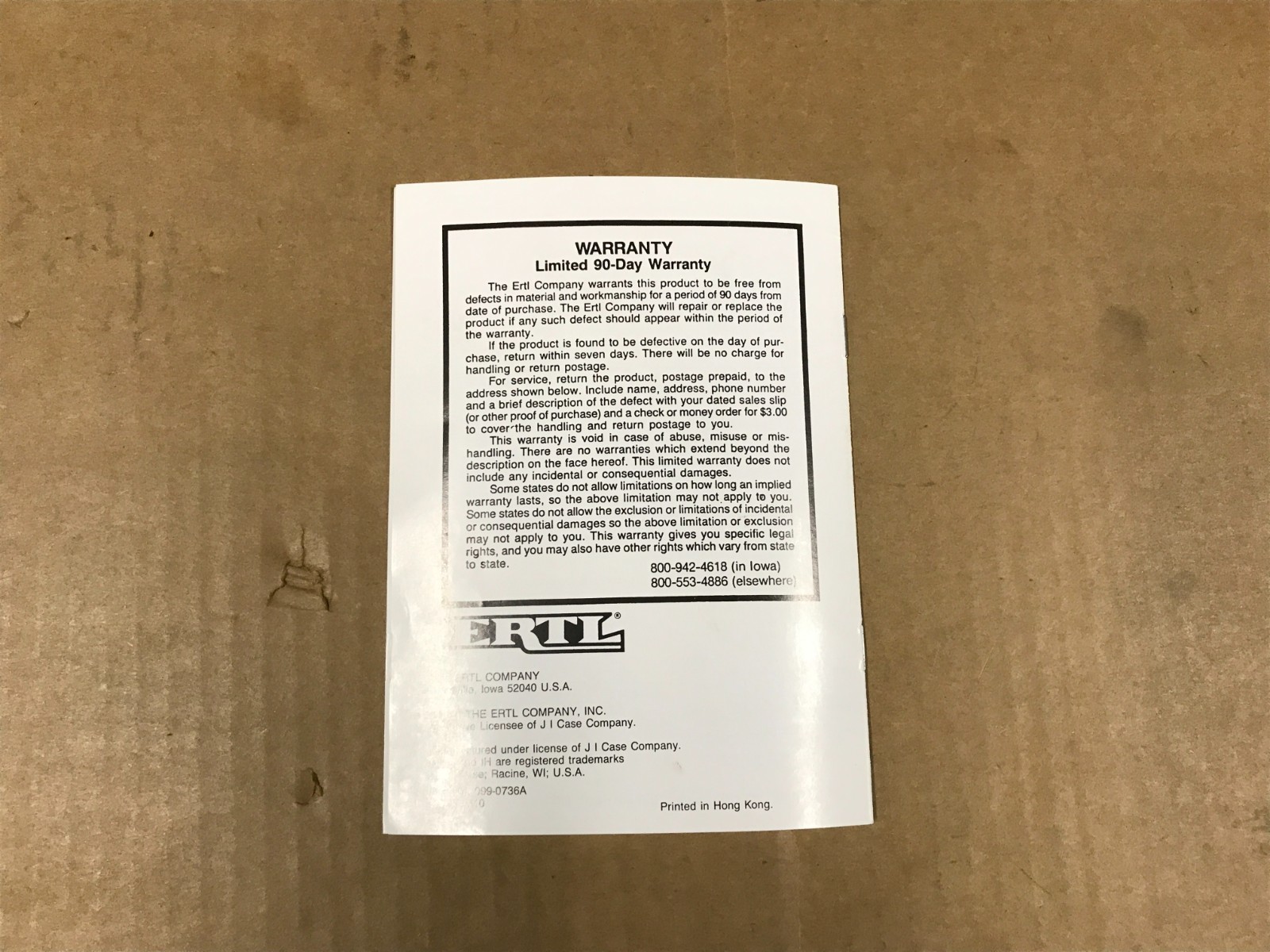 Vintage ERTL Battery Operated Tractor – Operating Instructions Booklet
