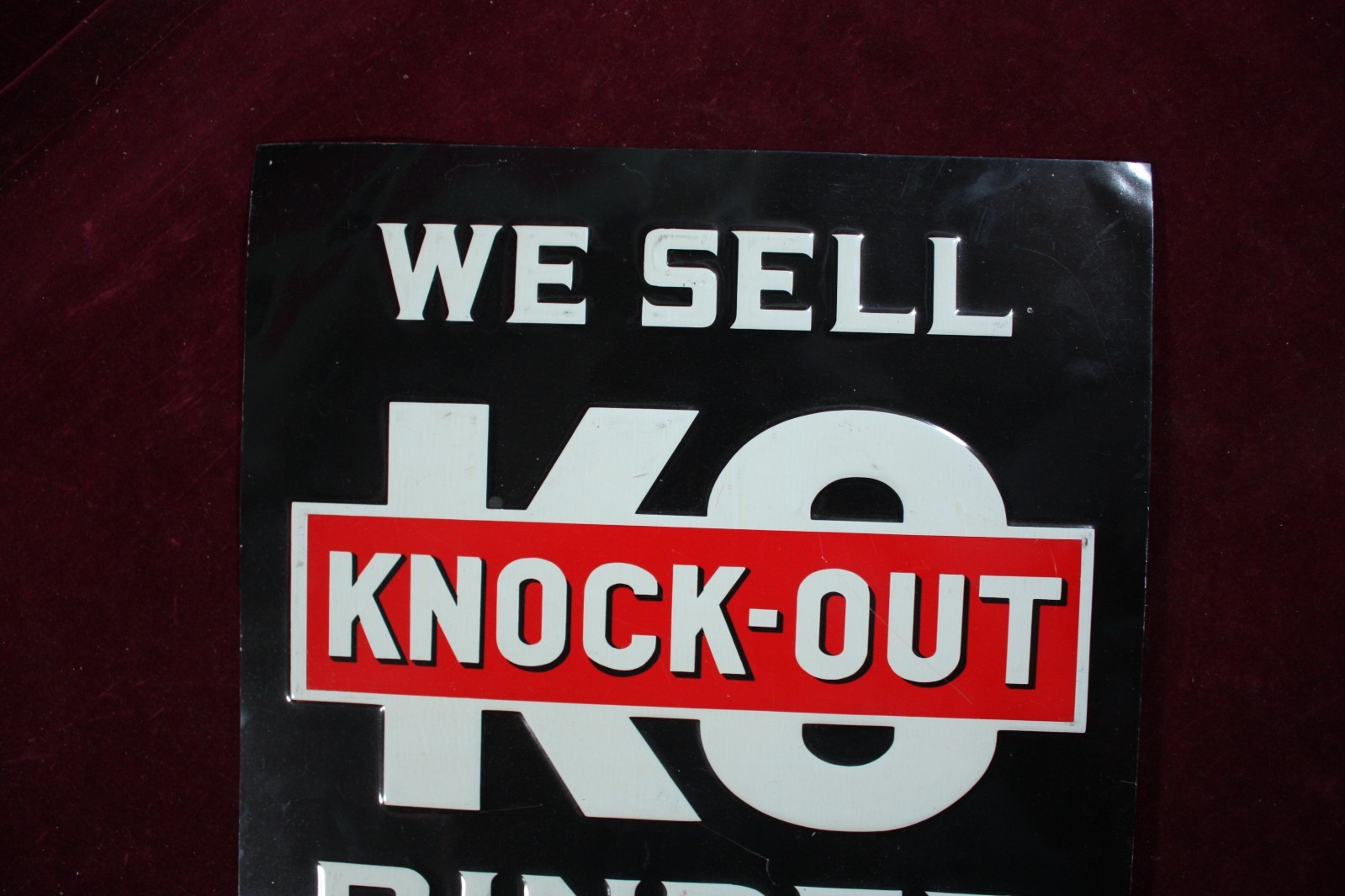 ** VINTAGE WE SELL KO KNOCK-OUT BINDER TWINE TIN SIGN AG DEALER ADVERTISING **