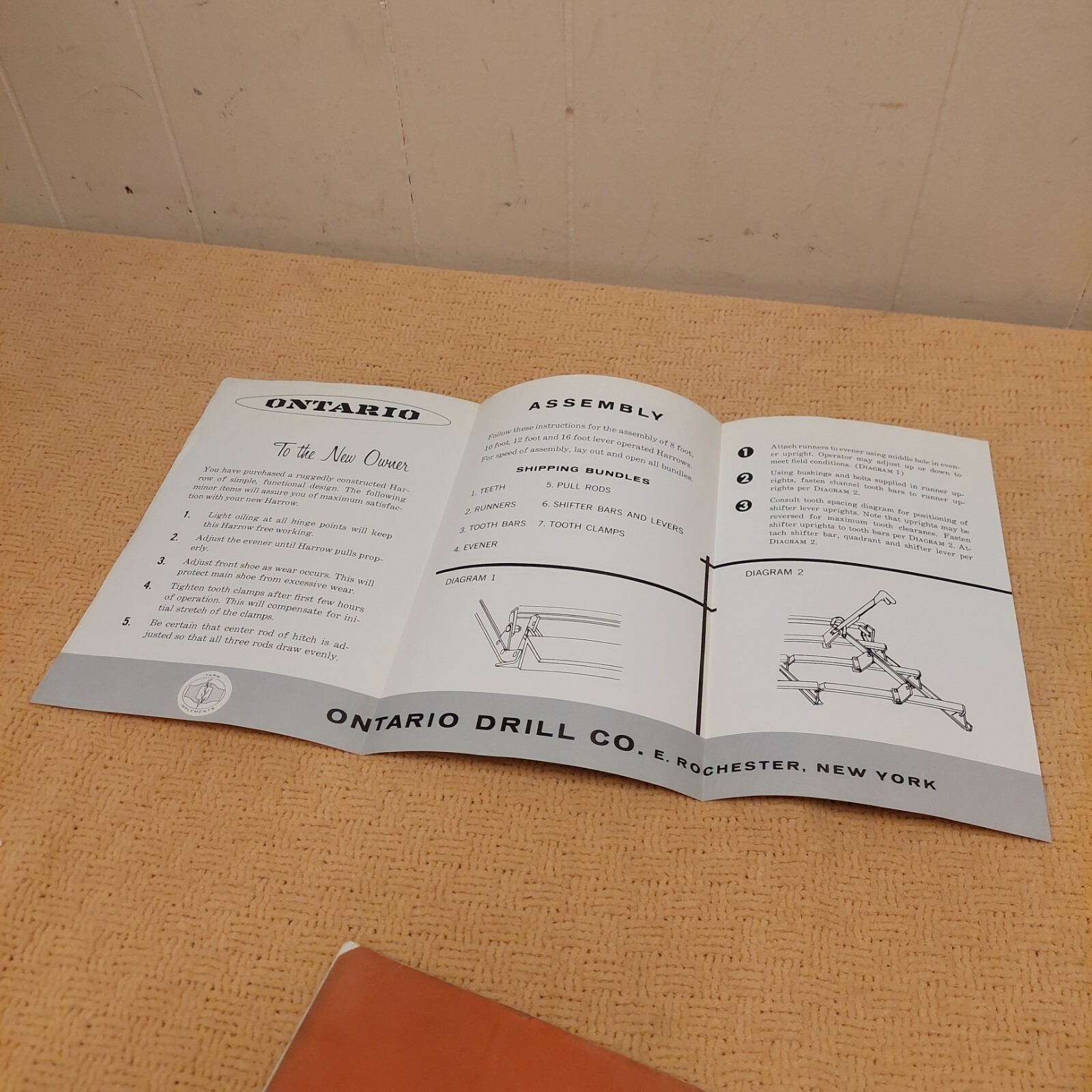 Ontario Grain & Fertilizer Drills Brochure Vintage Rochester New York
