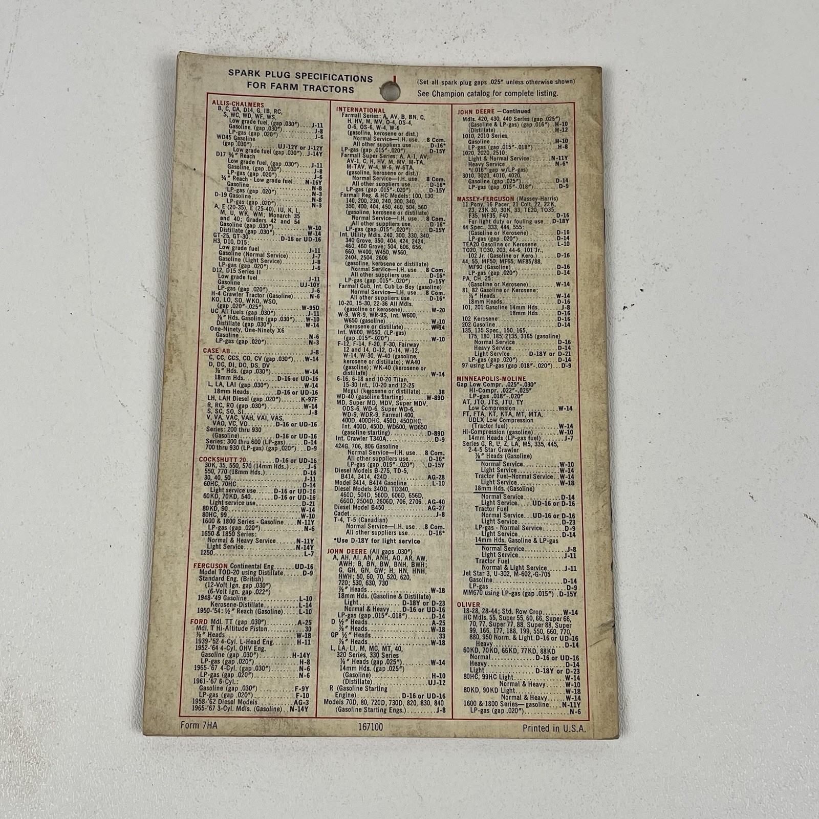 Vintage Champion Spark Plugs Tractor Tips Pocket Guide Booklet