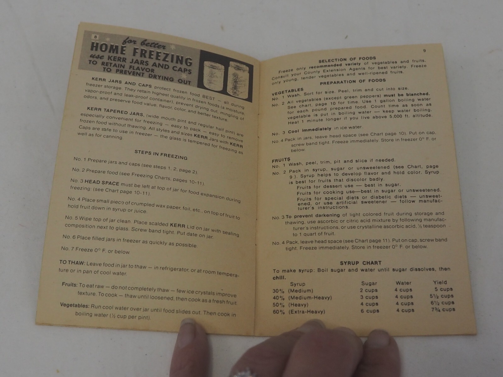 1984 Kerr Self Sealing Instruction Guide to Home Canning & Freezing Pamphlet
