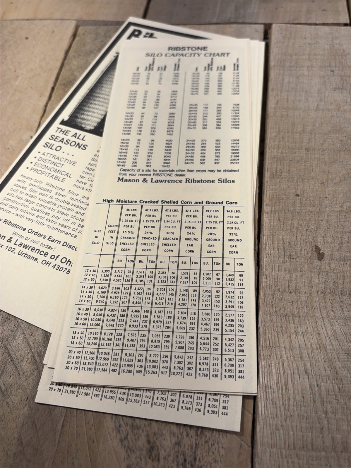 Vintage Brochure Counter Display Sign Ribstone Farm Silo Ph 3-2429 Illinois Ohio