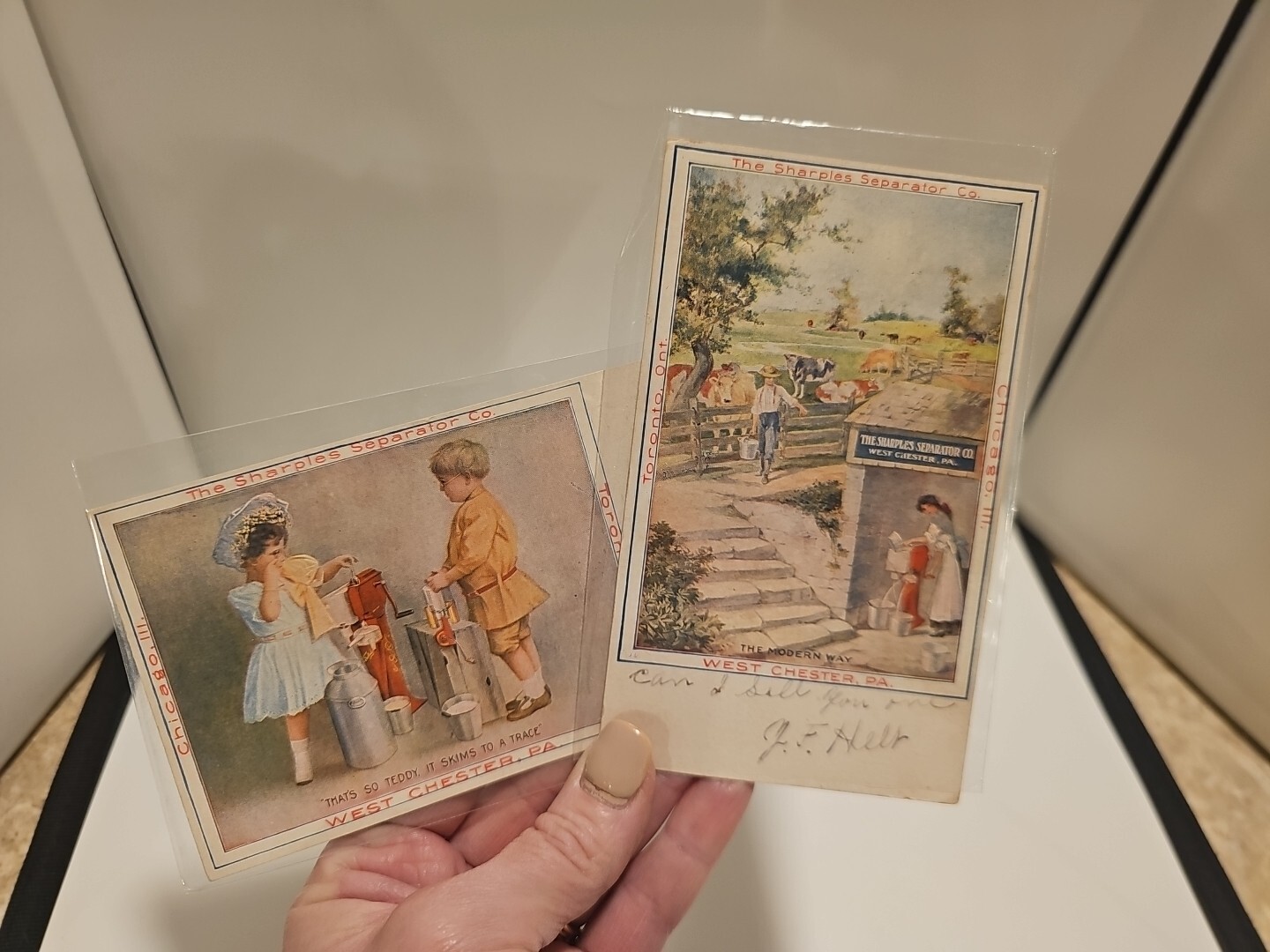 Sharples cream separator post cards 2 west chester pa 1909