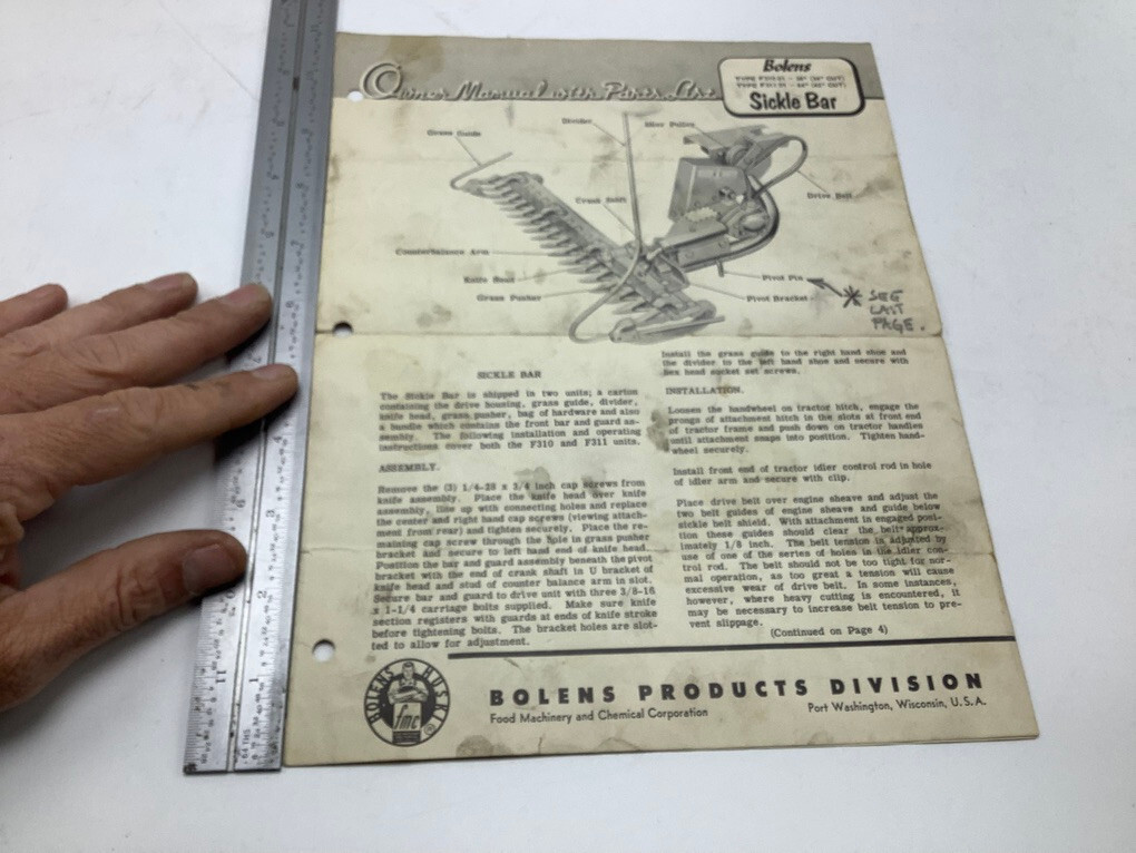 Original – Owner Manual BOLENS — SICKLE BAR — i show all pages