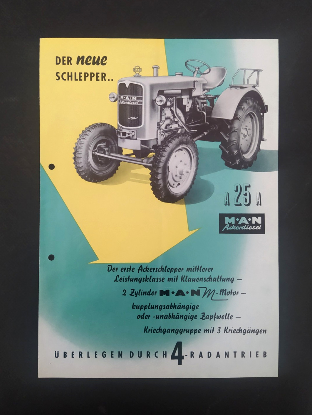 VINTAGE MAN A25A GERMAN TRACTOR 1954 BROCHURE GERMAN TEXT