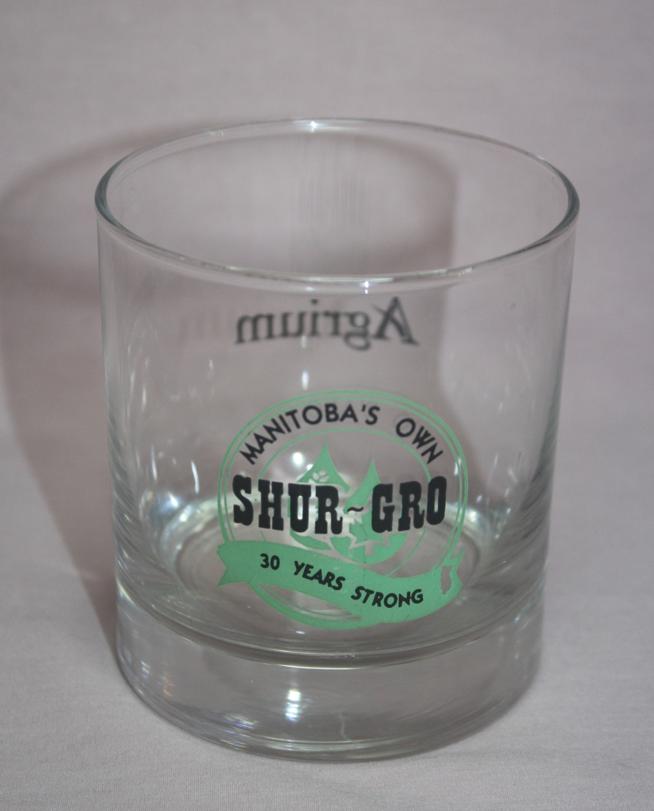ADVERTISING SHUR GRO AGRIUM DRINKING GLASS MANITOBA&rsquo;S OWN 30 YEARS STRONG