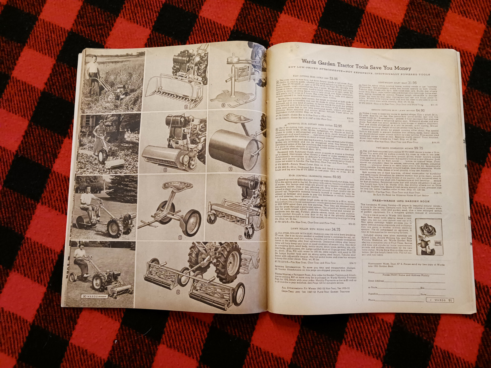 1952 Montgomery Ward Farm Catalog Wards Hoe Plow Trac Garden Tractor