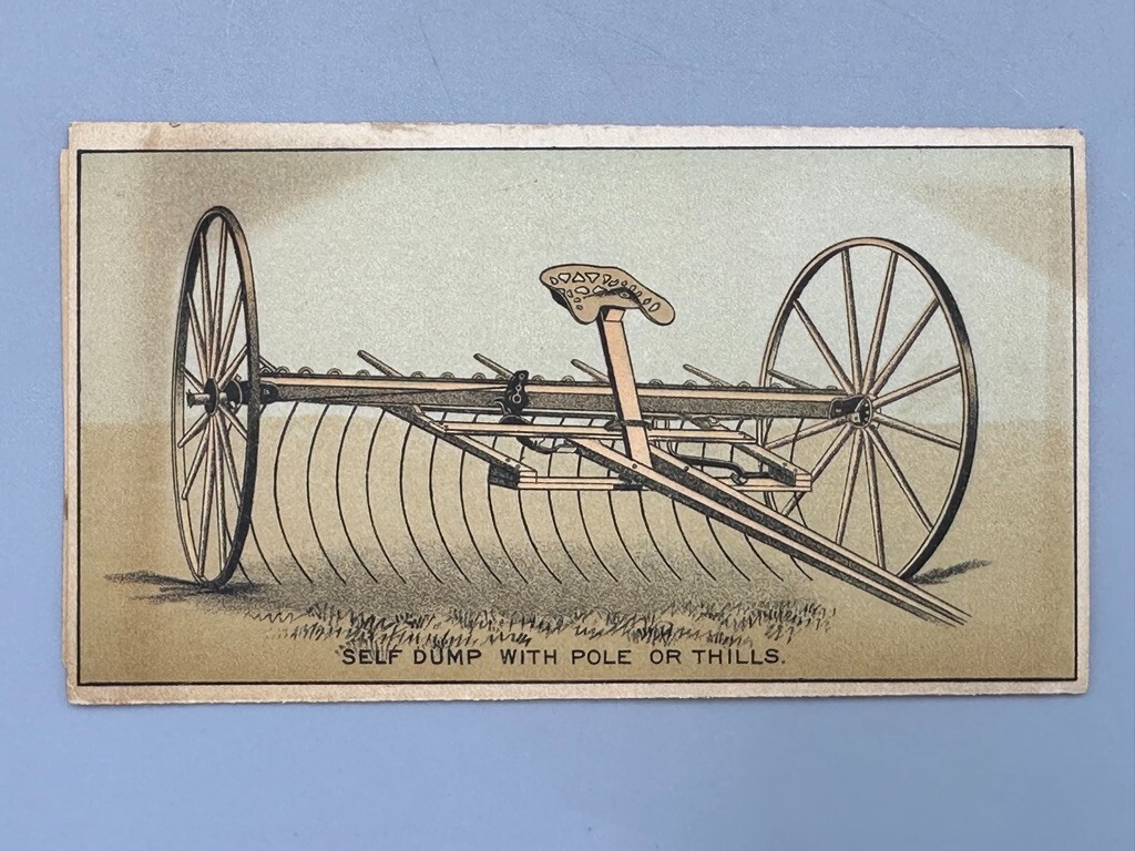 1880s EMPIRE DRILL Hay Rake FARM Advertising Folding Trade Card SHORTSVILLE NY