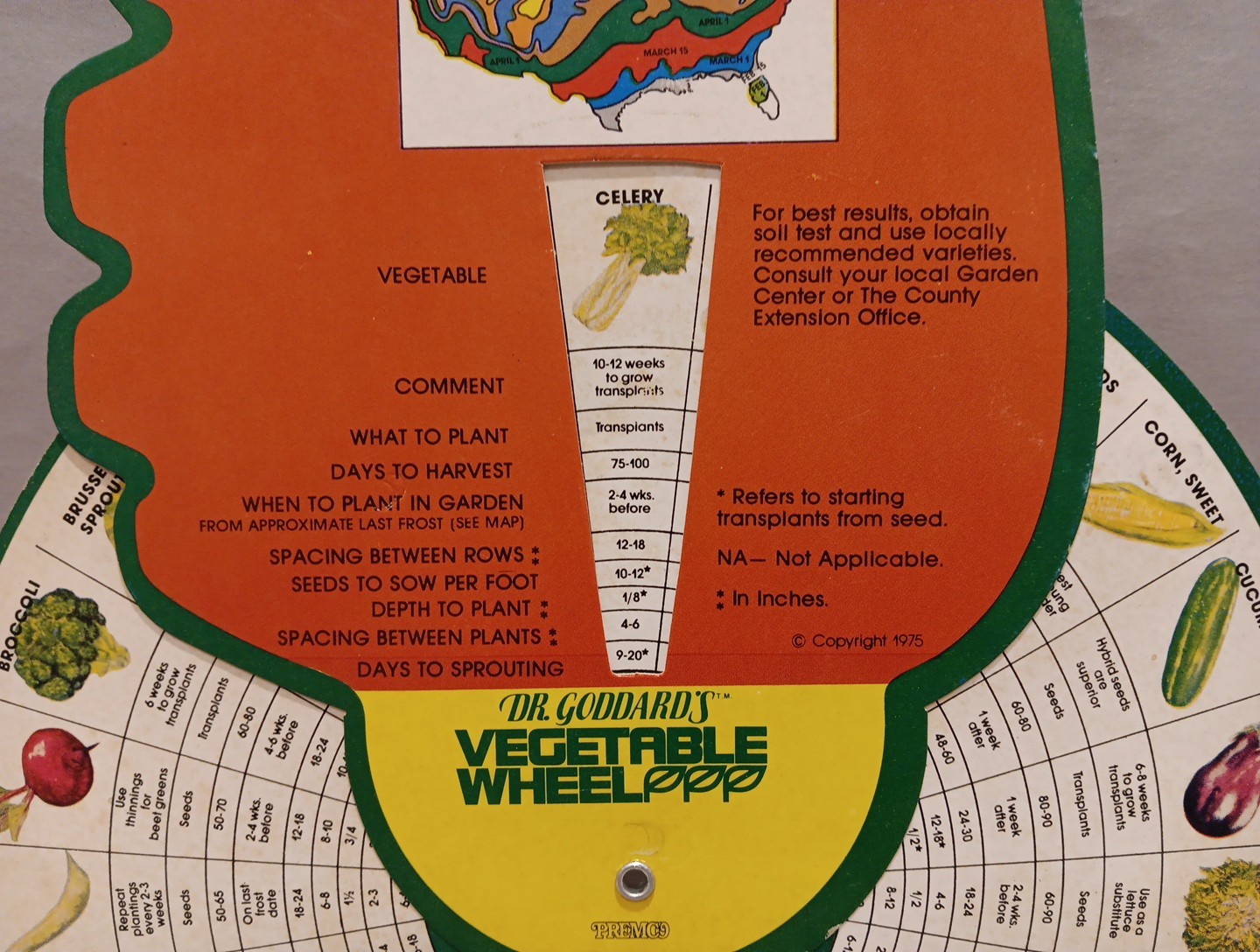 Vintage 1975 Dr Goddards Vegetable Wheel IBM Coastal Employee Credit Union