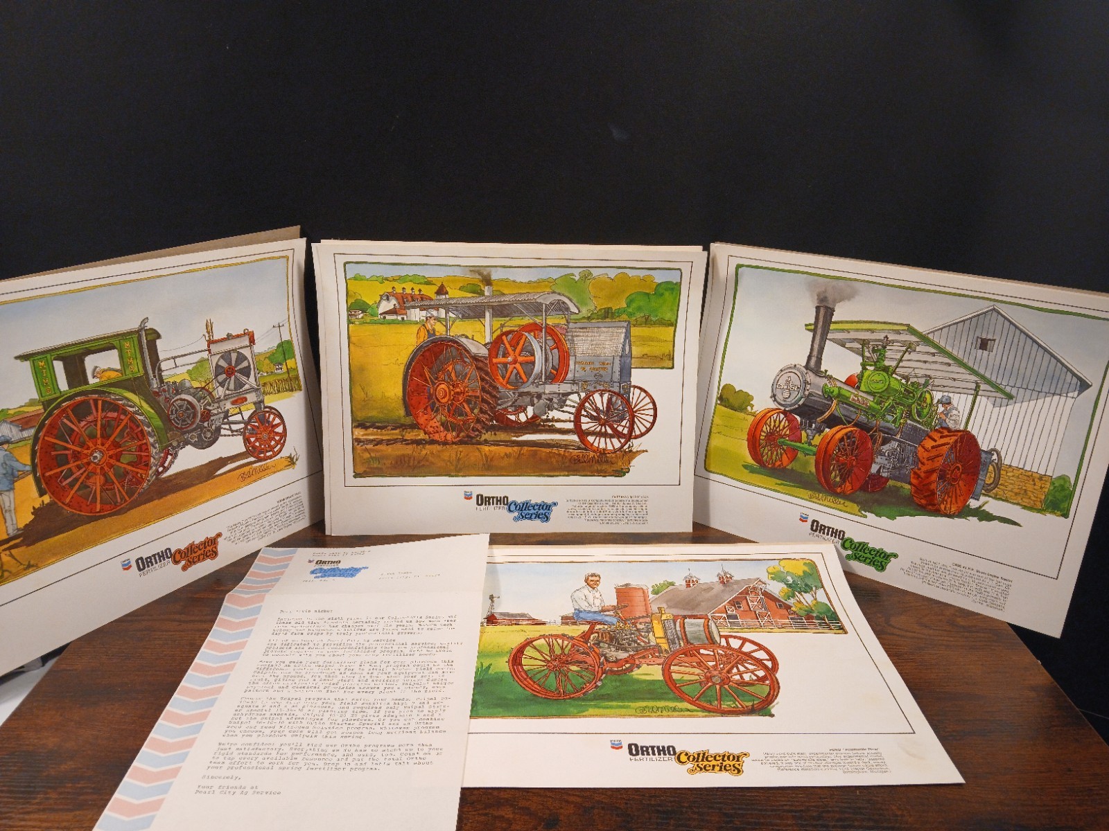 Vintage 1981 Ortho Fertilizer Tractor Print Lot with Original Dealer Letter