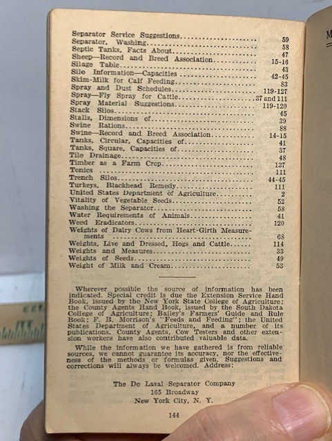1939 DELAVAL DIARY & FARMERS POCKET HANDBOOK USEFUL INFO 148 PAGES 4.75&rsquo;X2.75”.
