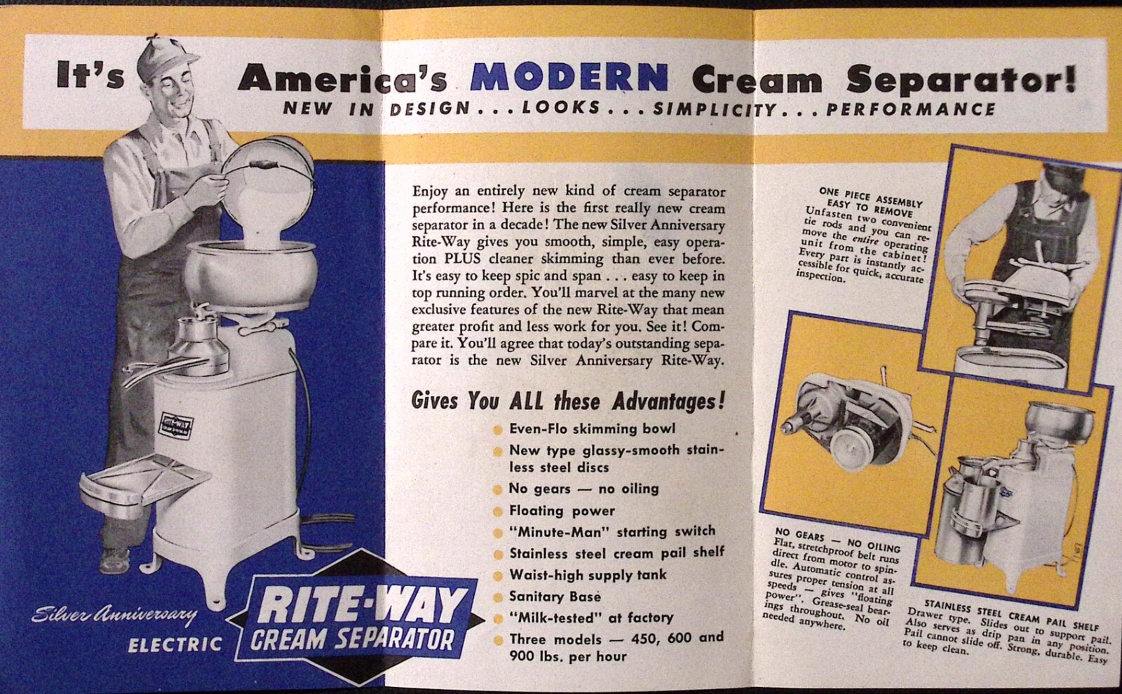 1953 Rite-Way Silver Anniversary Electric Cream Separator Brochure