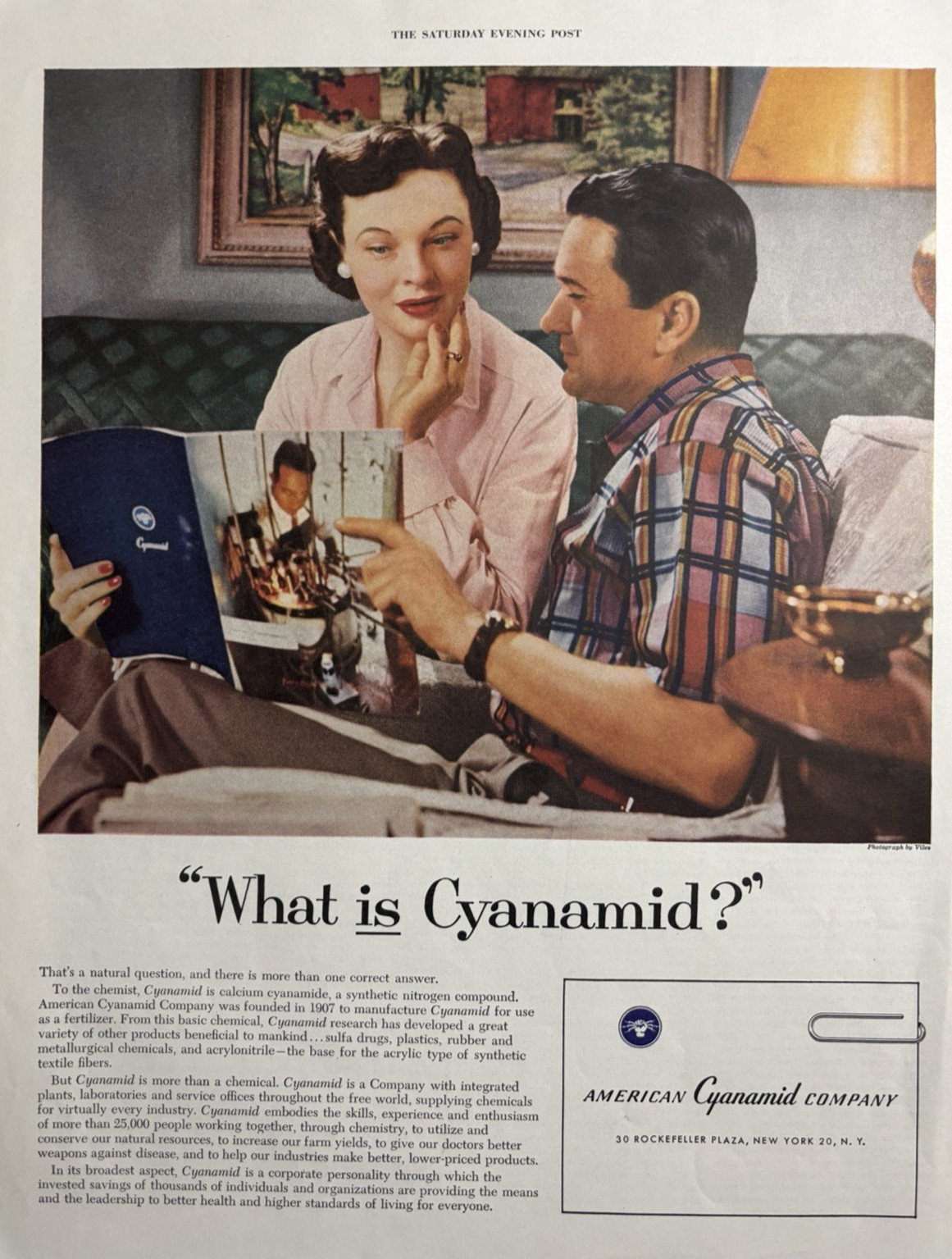 1955 National Cyanamid Company New York Fertilizer Chemical Vintage Print Ad