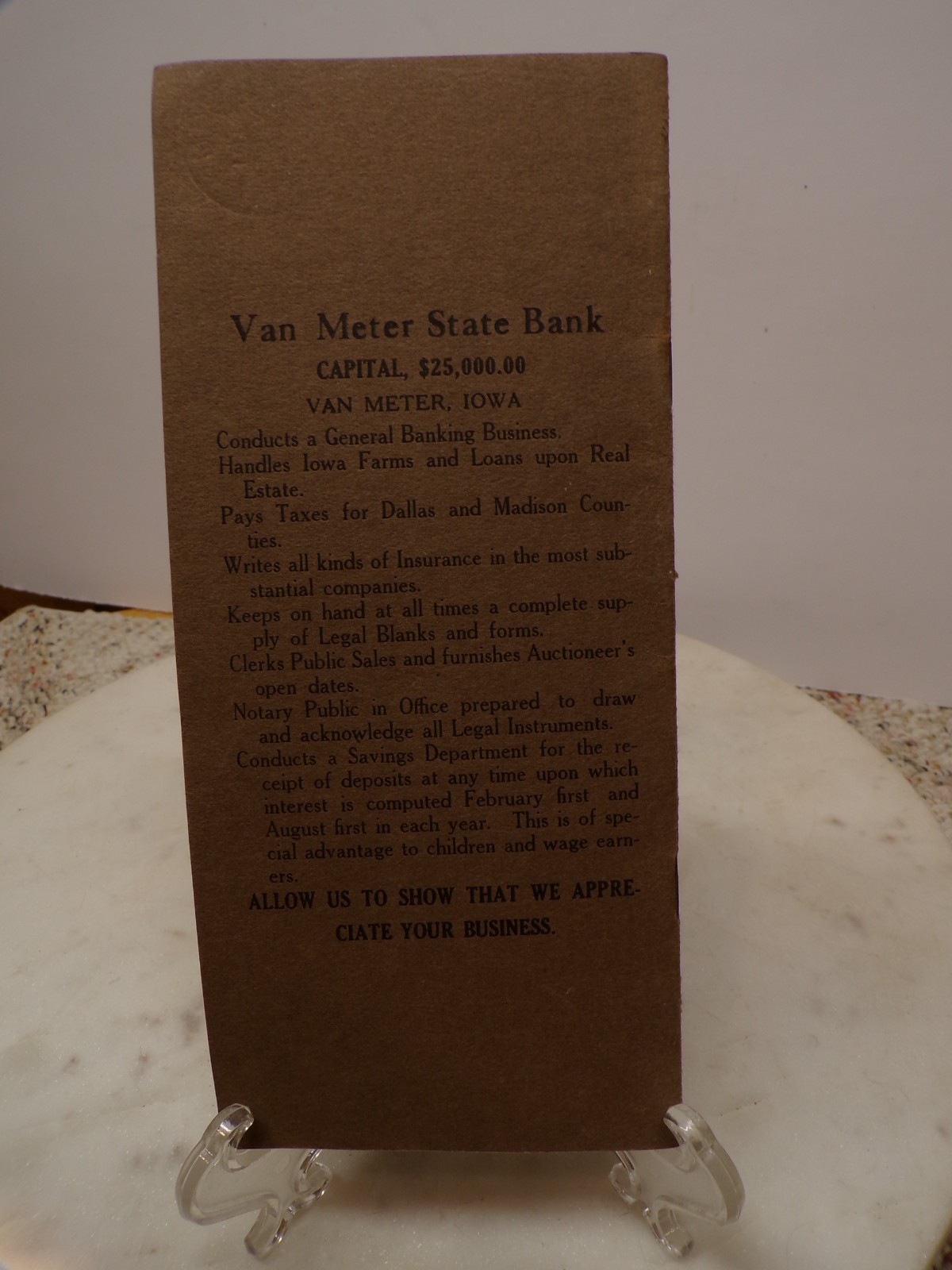 1903 Record Eggs Poultry-Cream-Butter Van Meter State Bank Iowa FAMILY LISTED?