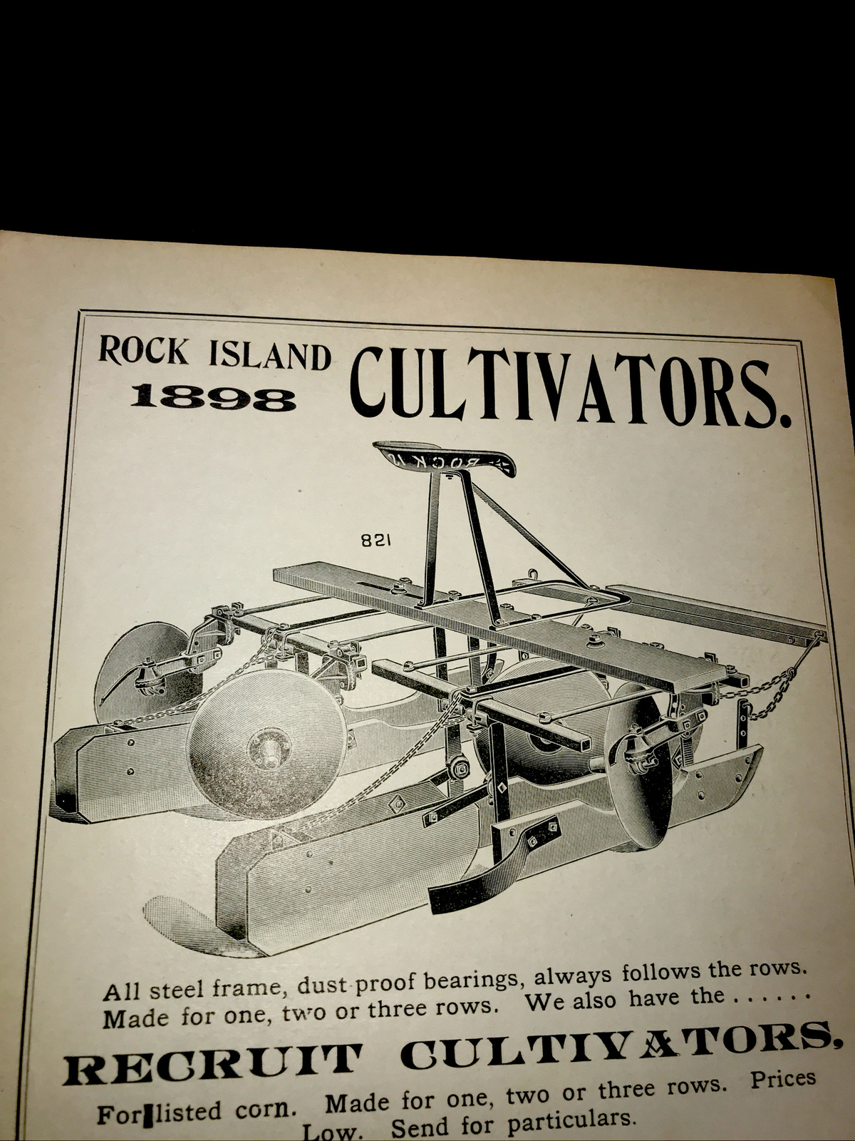 1898 Rock Island Cultivator Farm Advertising – Kansas City – Missouri