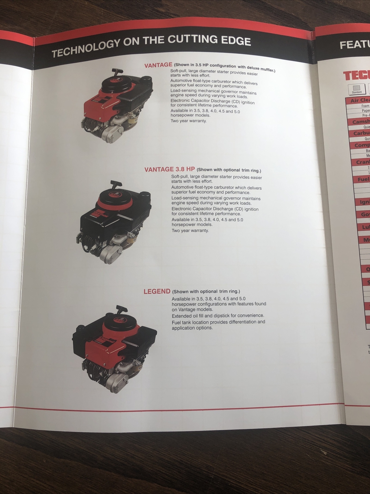 Tecumseh Rotary Mower Engine Line Tecumseh Engines vintage brochure 4-color 1992