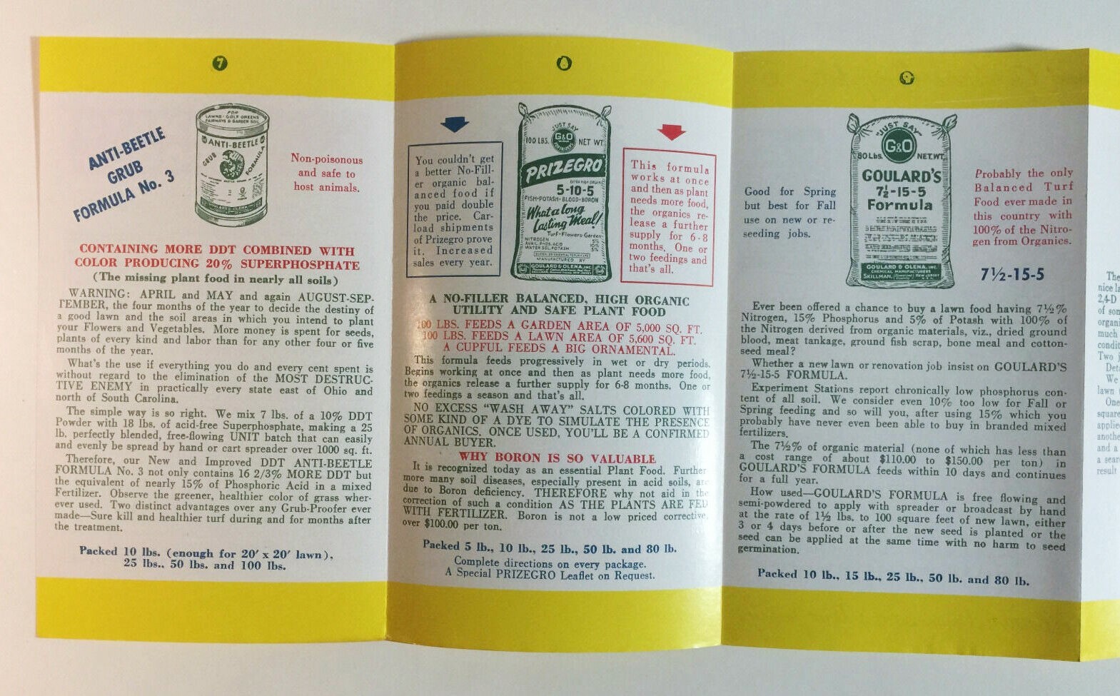 Goulard Olena Organic Plant Foods Fertilizers NJ Gardening Advertising Brochure